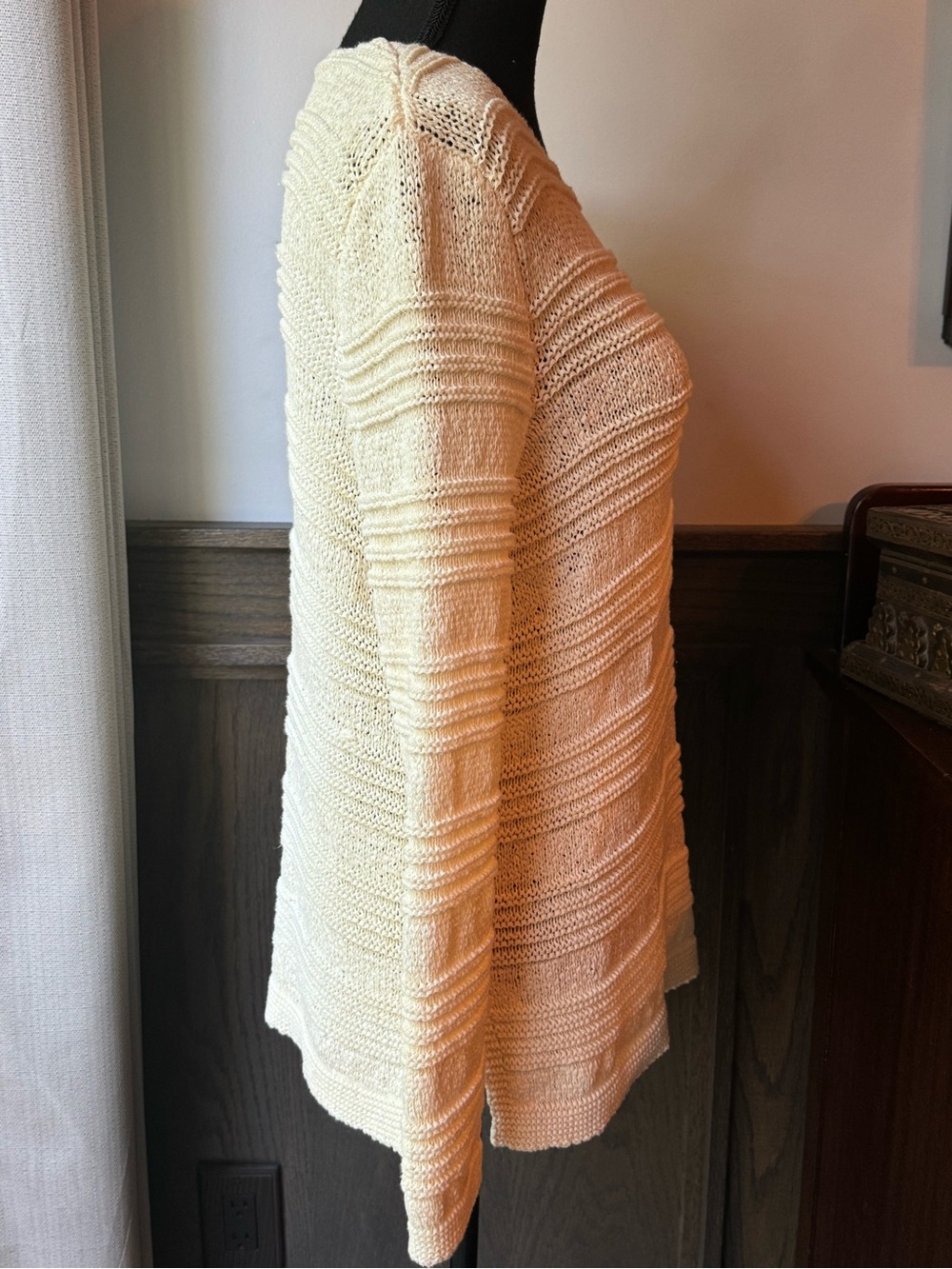 Dana Buchman Cream Textured Knit Scoop Neck Sweater large - Picture 5 of 7